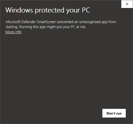 Windows allow running dialog