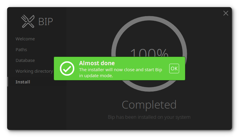 Installer successful