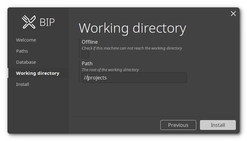 Installer working directory view